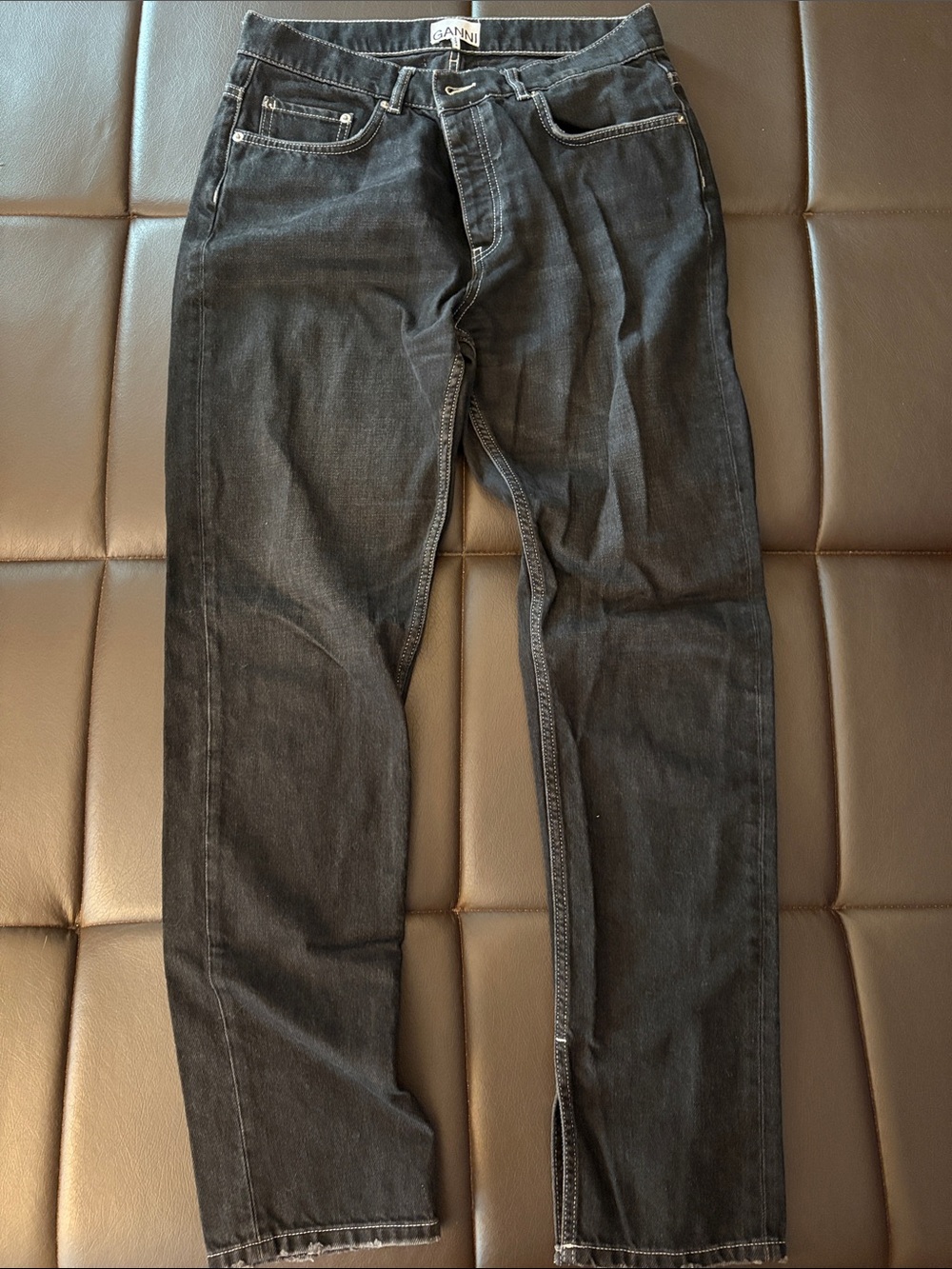 GANNI Black Split Ankle Denim Jeans Sz30/32